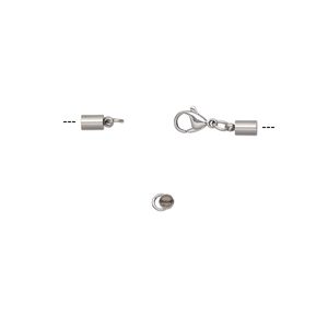 Clasp lobster claw 1pkg1, 33x8mm / fits 3mm cord, stainless steel 1-strand