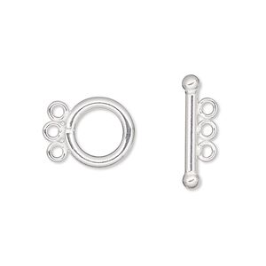 Clasp toggle 1pkg1 sterling silver-filled, 12mm round, 3-strand