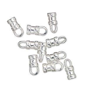 Crimp end 1pkg100 silver-plated, 6x4.5mm tube / loop / 3mm inside diameter, brass