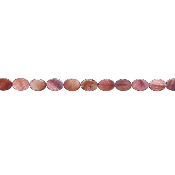 Mother-of-pearl shell 1pkg1, flat oval bead 15 inch rhubarb 17x13mm-18x14mm image number 1
