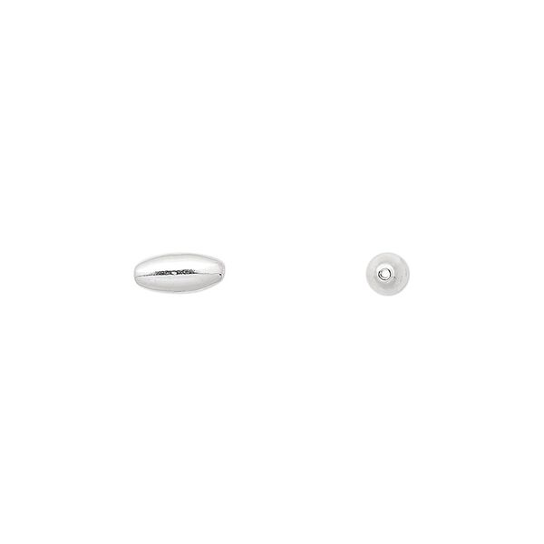 Bead 1pkg100 silver-plated, 8x3mm oval, brass image number 0