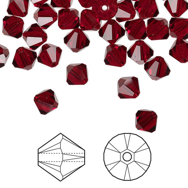 Bead 360pk Siam, Swarovski&reg; 6mm XILION bicone 5328 image number 0
