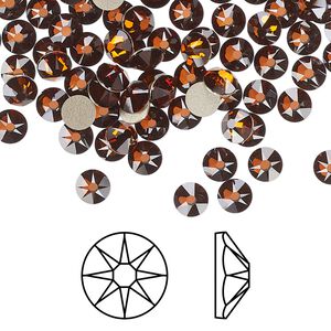 Flat back 144pk smoked amber foil back, Crystal Passions&reg; 4.6-4.8mm rose round SS20 2088
