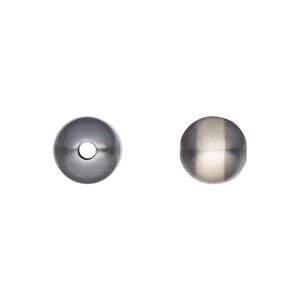 Bead, Navajo pearl style, brushed oxidized sterling silver, 10mm round. Sold individually.