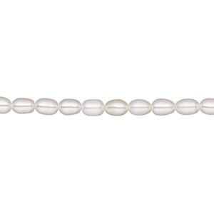 Pearl, White Lotus&trade;, cultured freshwater (bleached), white, 3.5-4mm rice, A- grade, Mohs hardness 2-1/2 to 4. Sold per 15-1/2" to 16" strand.
