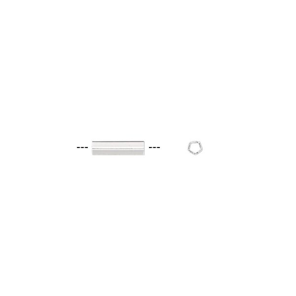 Bead 1pkg4 sterling silver, 8x2mm five-sided tube image number 0