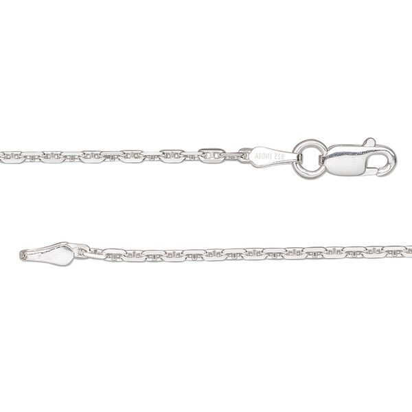 Chain 1pkg1 sterling silver anchor, 1.6mm / lobster claw clasp, Gossamer&trade; 18 inch image number 0