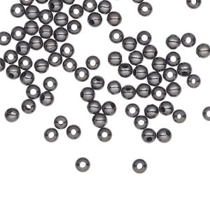 Bead 1pkg500 gunmetal-plated, 3mm round, steel