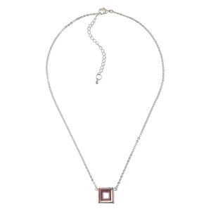 Necklace, Everyday Jewelry&trade;, Crystal Passions&reg; and silver-plated "pewter", lilac shadow, 16mm square ring, 17-1/2 inches with 2-1/2 inch extender chain and lobster claw clasp. Sold individually.