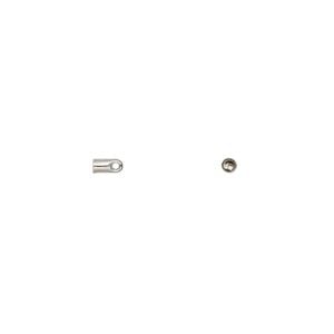 Cord end glue-in 1pkg100 rhodium-plated, 4x2mm / 1mm inside diameter, brass / imitation