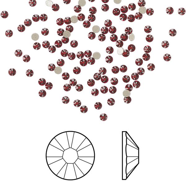 Flat back 1440pk Siam foil back, Swarovski&reg; 1.7-1.9mm rose round SS5 2058 image number 0