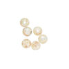 Bead, lampworked glass, clear /opaque white/ glow-in-the-dark / gold, 6mm round. Sold per pkg of 6. image number 0