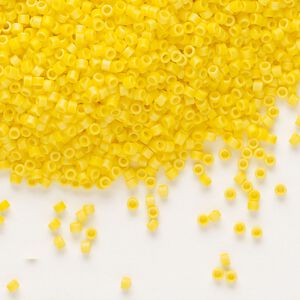Seed bead, Delica&reg;, glass, pkg/250g, #11 round, opaque matte rainbow canary (DB-1592).
