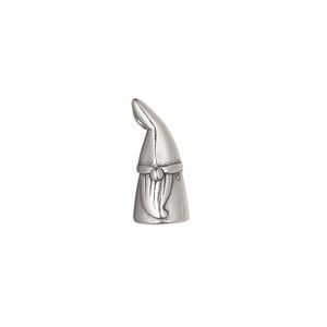Charm, antiqued sterling silver 1pkg1, 16.5mmx7.5mm 3D gnome.