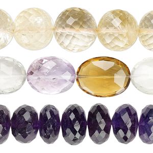 Multi-gemstone 1pkg3, hand-cut mixed shape bead 10 inch mix 10x5mm-19x18mm