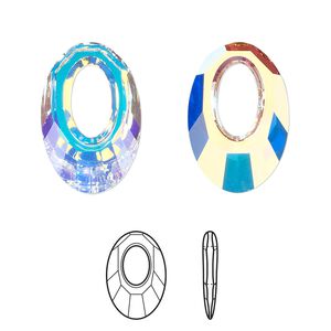 Drop 1pk crystal AB, Crystal Passions&reg; 20x13.5mm pendant helios 6040