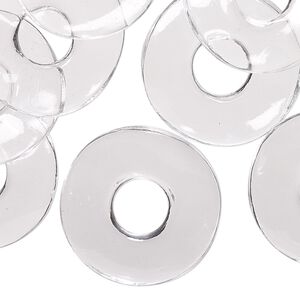 Component, acrylic, transparent clear, 25mm wavy round donut. Sold per pkg of 12.