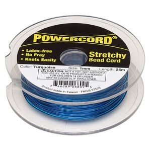Cord, Powercord&reg;, elastic, turquoise, 1mm, 14-pound test. Sold per 25-meter spool.