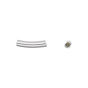 Bead 1pkg2 sterling silver, 15x3mm curved tube