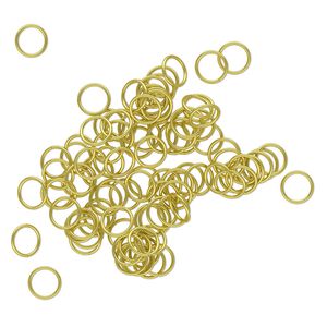 Jump ring 1pkg100 brass, 10mm round, 18 gauge / 8mm inside diameter