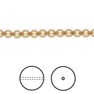 Pearl 1pkg500 royal gold, Swarovski&reg;, 4mm round 5810