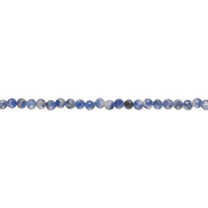 Sodalite 1pkg1, hand-cut faceted round bead natural 12 inch 2mm