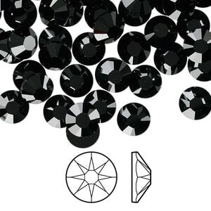 Flat back 144pk jet foil back, Crystal Passions&reg; 7.07-7.27mm rose round SS34 2088