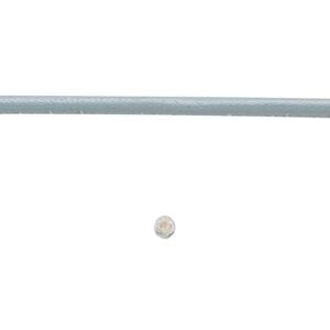 Cord, leather and cotton (dyed), grey, 2.5mm zigzag-stitched round. Sold per 1-yard section.
