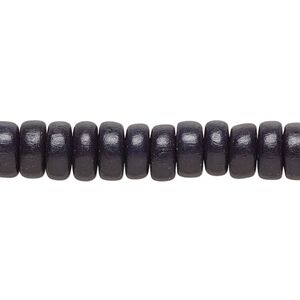 Bead 1pkg1, Taiwanese cheesewood (dyed / waxed), black, 8x4mm rondelle, 15-1/2 to 16 inches.