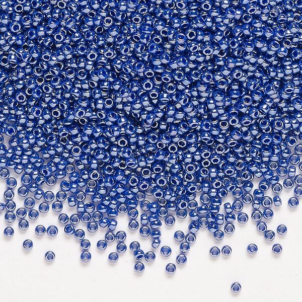 Seed bead, Miyuki, glass, pkg/250g, #15 rocaille, opaque luster cobalt blue (RR-434). image number 0