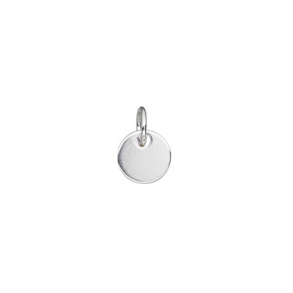 Drop, sterling silver, 8mm flat round with jump ring. Sold per pkg of 2. image number 0