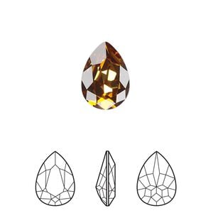 Fancy stone 12pk light amber foil back, Crystal Passions&reg; 14x10mm pear 4320