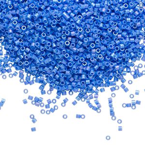 Seed bead, Delica&reg;, glass, pkg/50g, #15 round, opaque matte rainbow cyan blue (DBS-1597).