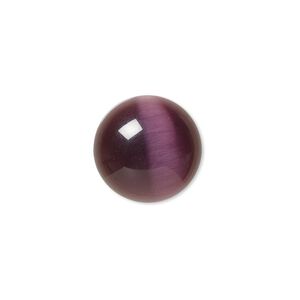 Cabochon, cat's eye glass (fiber optic glass), purple, 16mm calibrated round, quality grade. Sold per pkg of 6.