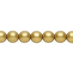 Bead, Czech glass druk, opaque satin metallic bronze, 8mm round. Sold per 15-1/2" to 16" strand.