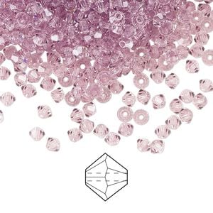 Bead 48pk light amethyst, Preciosa Czech crystal 3mm bicone
