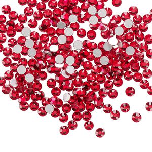 Flat back, Dance With Me&trade; crystal rhinestone, light Siam, foil back, 2.7-2.9mm rose, SS10. Sold per pkg of 144 (1 gross).