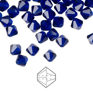 Bead 288pk cobalt blue, Preciosa Czech crystal 6mm bicone