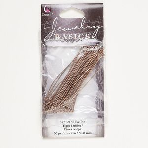 Eye pin 1pkg60 copper-finished, 2 inch, 22 gauge steel