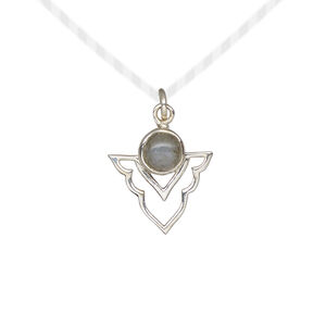 Drop 1pkg1, antiqued sterling silver and labradorite (natural), 15.5x14mm open arrowhead
