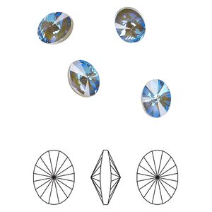 Chaton 6pk crystal army green DeLite, Crystal Passions&reg; 8x6mm oval rivoli 4122