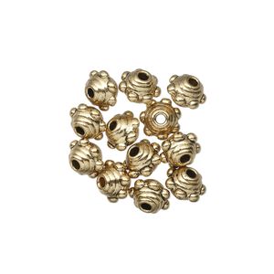 Bead 1pkg12 gold-finished "pewter", 7x5mm beaded rondelle, antique