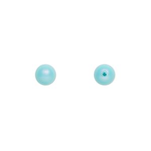 Pearl 500pk iridescent light turquoise, Swarovski&reg; 6mm half-drilled round 5818