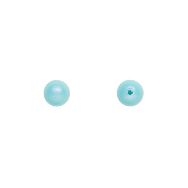Pearl 500pk iridescent light turquoise, Swarovski&reg; 6mm half-drilled round 5818 image number 0