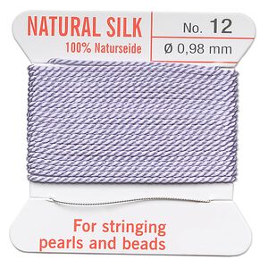 Thread, Griffin, silk, lilac, size #12. Sold per 2-meter card (approximately 78 inches).