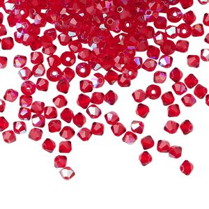 Bead 1440pk light Siam glitter, Preciosa Czech crystal 3mm bicone