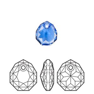 Drop 1pk sapphire, Crystal Passions&reg; 11.5x10mm pendant majestic 6436
