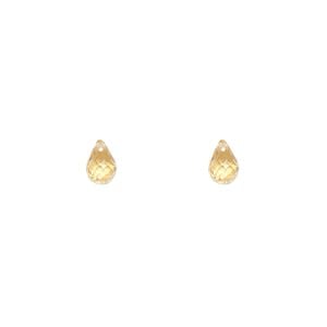 Citrine 1pkg2, hand-cut top-drilled faceted briolette bead 6x4mm
