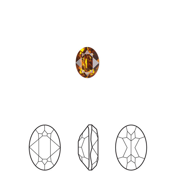 Fancy stone 1pkg180 dark orange TCF&trade; foil back, Swarovski&reg;, 8x6mm faceted oval 4120 image number 0