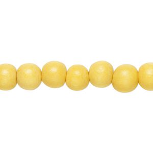 Bead 1pkg1, Taiwanese cheesewood (dyed / waxed), dark yellow, 7-8mm round, 15-1/2 to 16 inches.